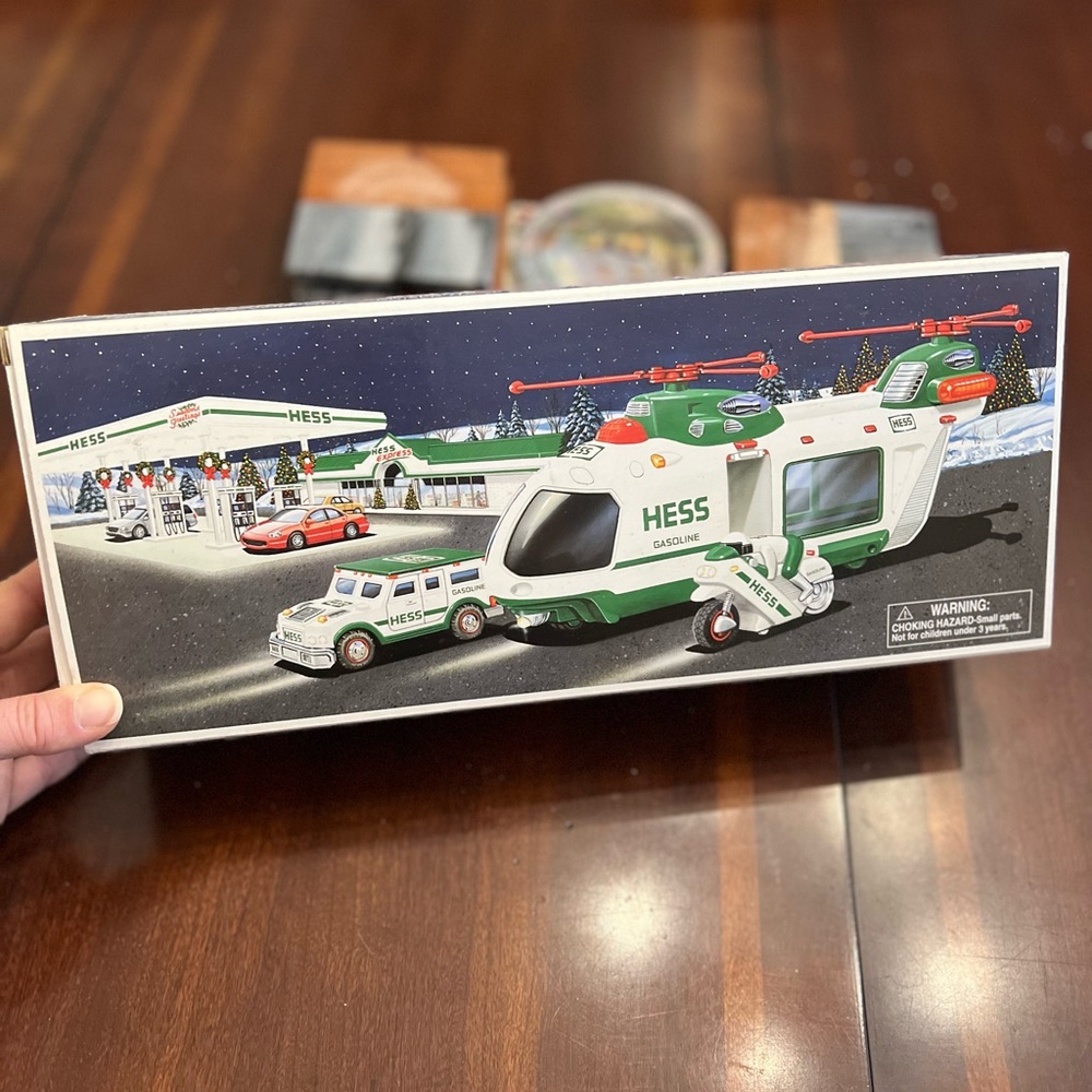 2001 Vintage Hess Gasoline Helicopter and Vehicles Set - New In Box